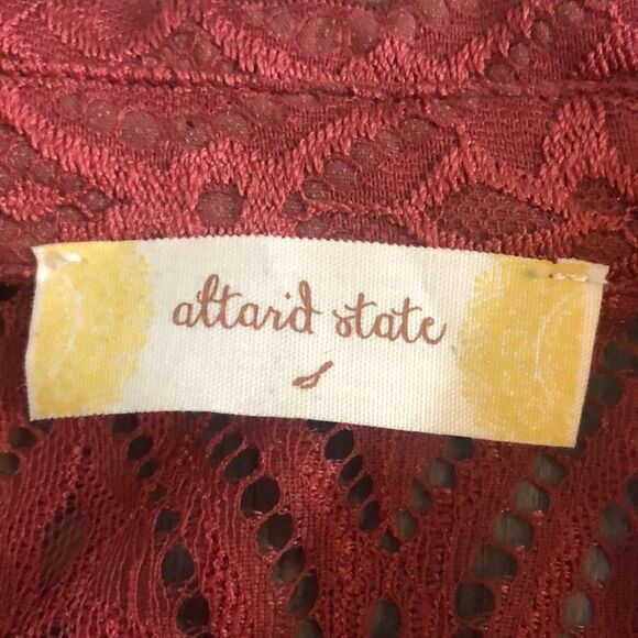 NWT ALTAR’D STATE MARSALA LACE COLLARED BUTTON UP DRESS W/ OPEN BASK SIZE SMALL - Picture 7 of 9